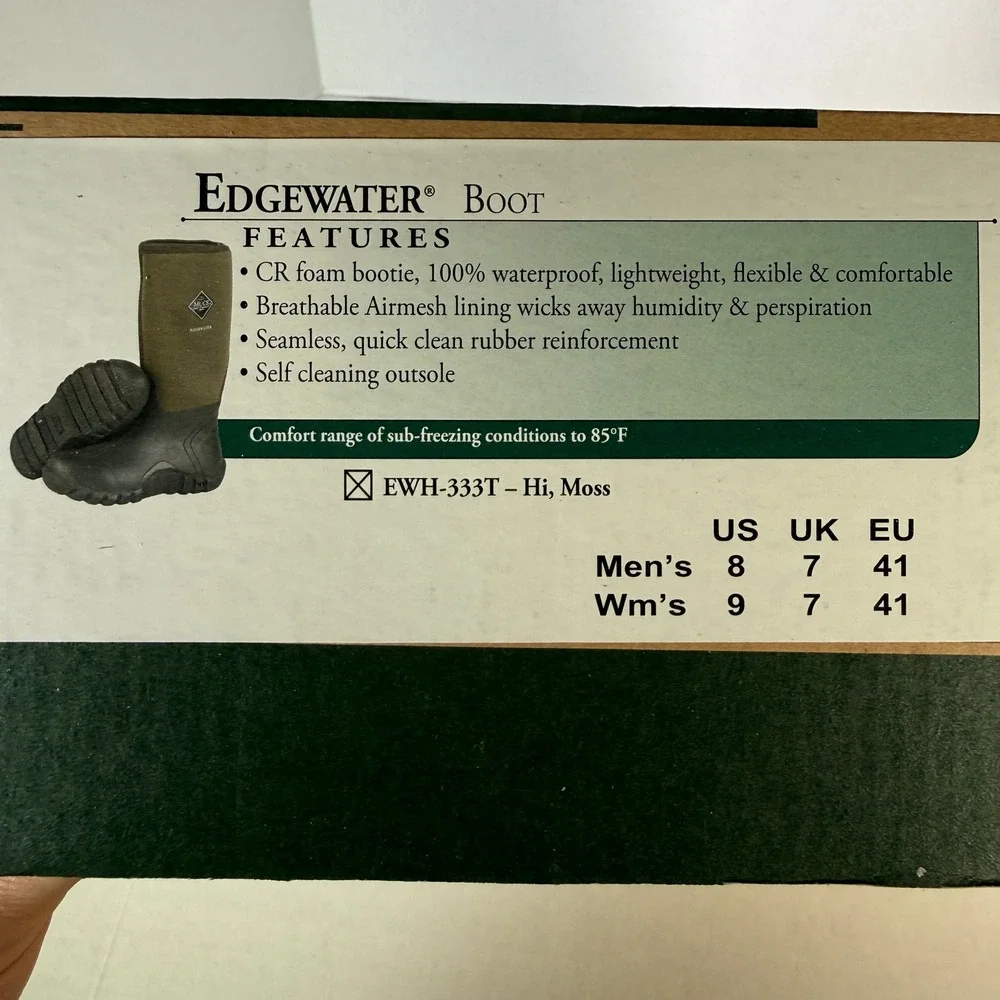 Muck Boot Company Edgewater Hi Men 8 Moss Green Waterproof Rubber Boots EWH-333T